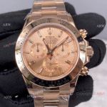 Rolex 904L Rose Gold with Baguettes Daytona watch Noob Factory Swiss 4130 Chrono